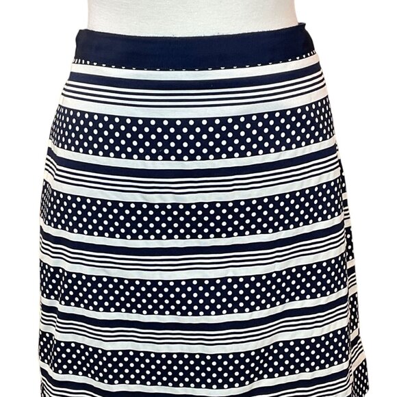Vineyard Vines Fairway Navy & White Polka Dot Striped Mini Skirt 14 - Picture 1 of 8